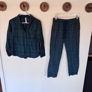 Gilligan & O'Malley Plaid Flannel Pajama Set - Green size small